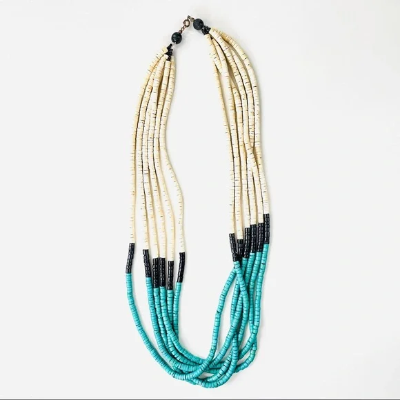 Vintage 1970s Muti Strand Multi-color Coconut Shell Beaded Necklace - Picture 3 of 13